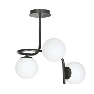 Emibig iluminación de techo Helsingfors negra con 3 bombillas blancas para E14