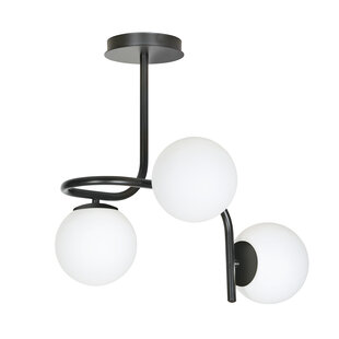 Helsingfors ceiling lighting black with 3 white bulbs for E14