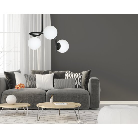 Emibig Emibig Helsingfors plafondverlichting zwart met 3 witte bollen voor E14 - Perfecte verlichting voor elke ruimte