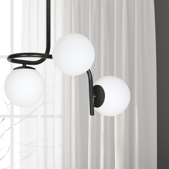 Helsingfors ceiling lighting black with 3 white bulbs for E14