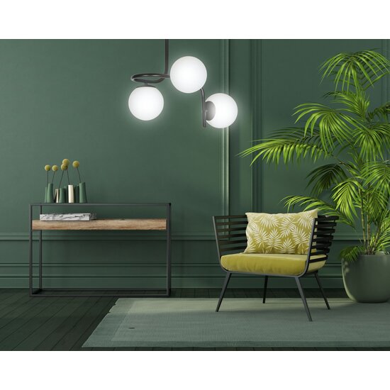 Plafonnier Helsingfors noir avec 3 ampoules blanches pour E14