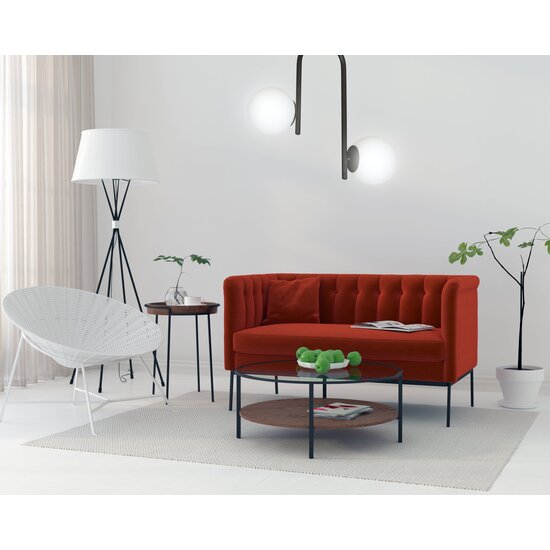 Helsingfors curved black ceiling lamp with 2 white glass bulbs E14