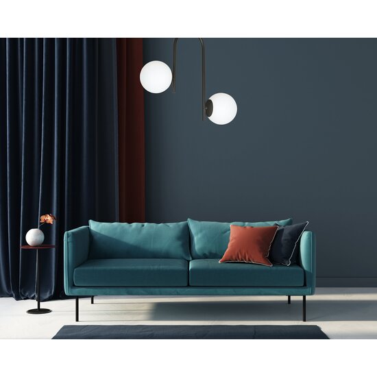 Helsingfors curved black ceiling lamp with 2 white glass bulbs E14
