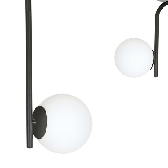 Helsingfors curved black ceiling lamp with 2 white glass bulbs E14
