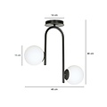 Emibig Emibig lampe de plafond noire courbée Helsingfors avec 2 ampoules en verre blanc E14 - Idéale pour un éclairage élégant dans n'importe quelle pièce