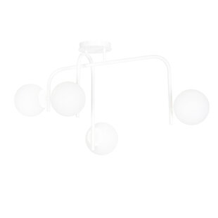 Helsinki special white ceiling lamp with curved arms and 4x E14 in a white bulb