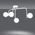 Helsinki special white ceiling lamp with curved arms and 4x E14 in a white bulb