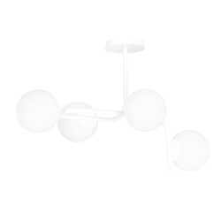 Grand plafonnier blanc Helsinki avec bras courbés et 4x E14 dans une ampoule blanche