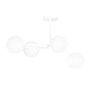 Helsinki large white ceiling lamp with curved arms and 4x E14 in a white bulb