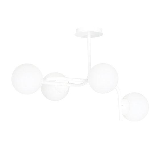 Helsinki grote witte plafondlamp met gebogen armen en 4x E14 in een witte bol
