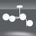 Helsinki grote witte plafondlamp met gebogen armen en 4x E14 in een witte bol
