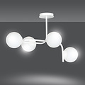 Helsinki grote witte plafondlamp met gebogen armen en 4x E14 in een witte bol