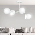 Helsinki grote witte plafondlamp met gebogen armen en 4x E14 in een witte bol