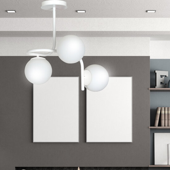 Helsinki ceiling lighting white with 3 white bulbs for E14