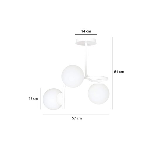 Plafonnier Helsinki blanc avec 3 ampoules blanches pour E14