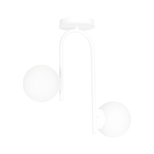 Helsinki curved white ceiling lamp with 2 glass white bulbs E14