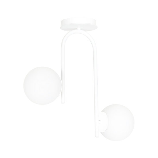 Emibig Emibig lampe de plafond blanche courbée Helsinki avec 2 globes en verre blancs E14 - Éclairage parfait pour chaque espace