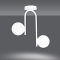 Helsinki curved white ceiling lamp with 2 glass white bulbs E14