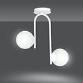 Helsinki curved white ceiling lamp with 2 glass white bulbs E14