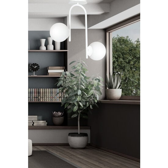 Emibig Emibig Helsinki curved white ceiling lamp with 2 glass white bulbs E14 - Perfect lighting for any space