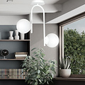 Helsinki curved white ceiling lamp with 2 glass white bulbs E14