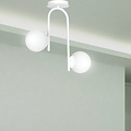 Helsinki curved white ceiling lamp with 2 glass white bulbs E14