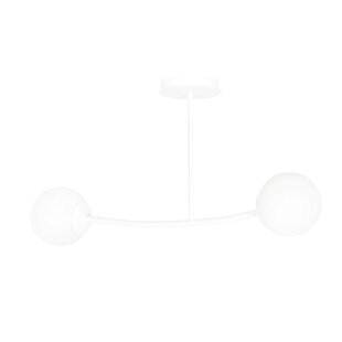 Lemvig petite suspension courbée blanche avec boules en verre blanc E14
