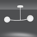 Lemvig small white curved hanging lamp with white glass balls E14