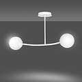 Lemvig small white curved hanging lamp with white glass balls E14