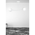 Lemvig small white curved hanging lamp with white glass balls E14