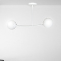 Lemvig small white curved hanging lamp with white glass balls E14