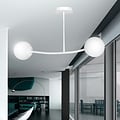 Emibig Emibig Lemvig kleine witte gebogen hanglamp met witte glazen bollen E14 - Perfect voor sfeervolle verlichting in uw woonkamer
