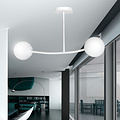 Lemvig small white curved hanging lamp with white glass balls E14