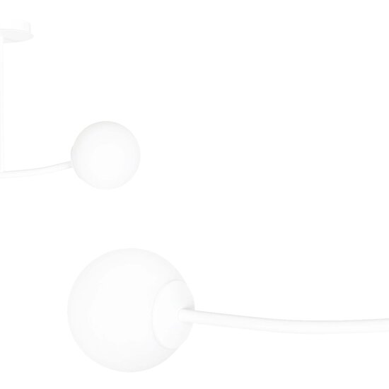 Lemvig kleine weiße, gebogene Hängelampe mit weißen Glaskugeln E14