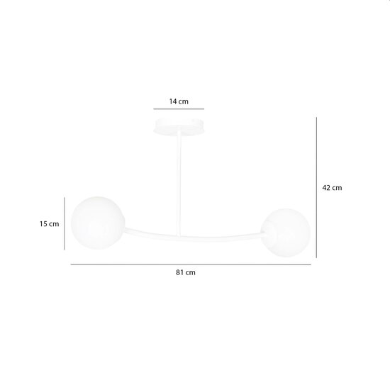 Lemvig petite suspension courbée blanche avec boules en verre blanc E14