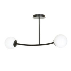 Emibig Lemvig zwarte kleine gebogen hanglamp met witte glazen bollen E14