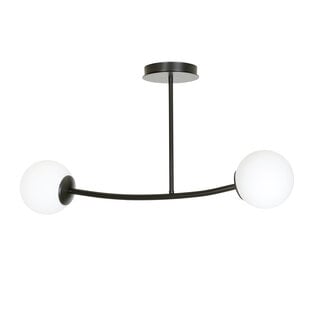 Emibig Lámpara colgante curva negra Lemvig con bolas de vidrio blanco E14