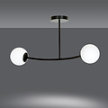 Lemvig zwarte kleine gebogen hanglamp met witte glazen bollen E14