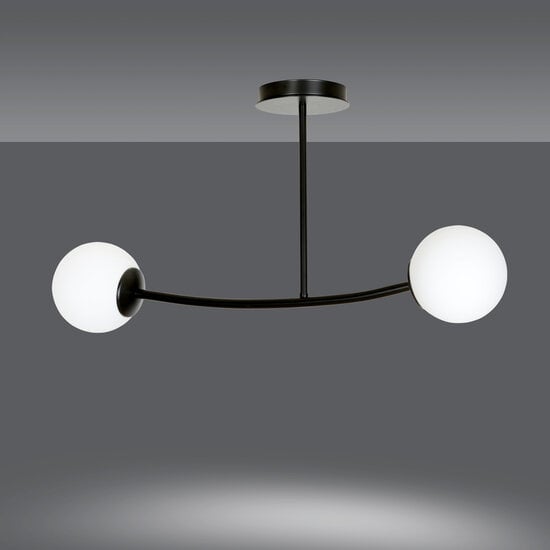 Emibig Emibig Lemvig black small curved hanging lamp with white glass balls E14 - Ideal for stylish interior design