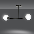 Lemvig zwarte kleine gebogen hanglamp met witte glazen bollen E14