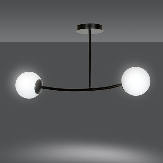 Emibig Emibig Lemvig black small curved hanging lamp with white glass balls E14 - Ideal for stylish interior design