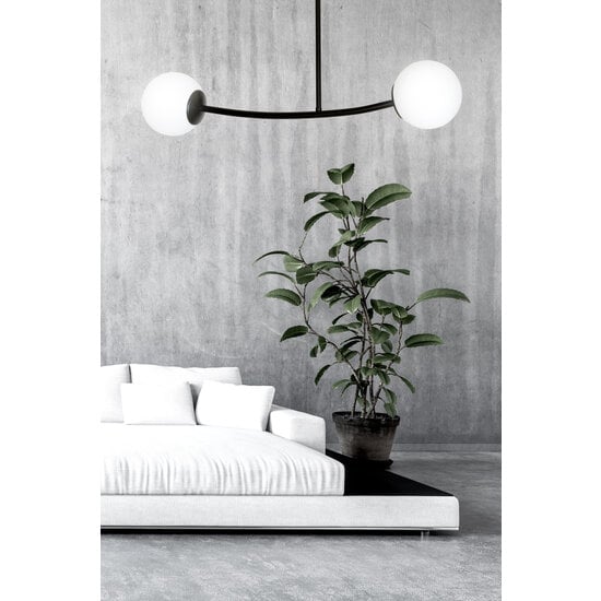 Emibig Emibig Lemvig black small curved hanging lamp with white glass balls E14 - Ideal for stylish interior design