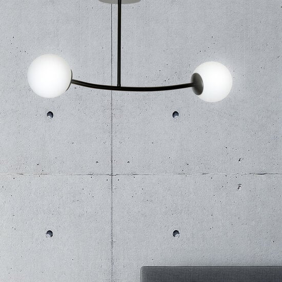 Emibig Emibig Lemvig black small curved hanging lamp with white glass balls E14 - Ideal for stylish interior design