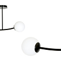 Lemvig zwarte kleine gebogen hanglamp met witte glazen bollen E14