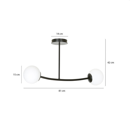 Emibig Emibig Lemvig zwarte kleine gebogen hanglamp met witte glazen bollen E14 - Perfect voor een stijlvolle inrichting