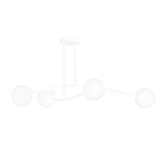 Lemvig witte eenvoudige hanglamp met wit glas 4 lampen E14