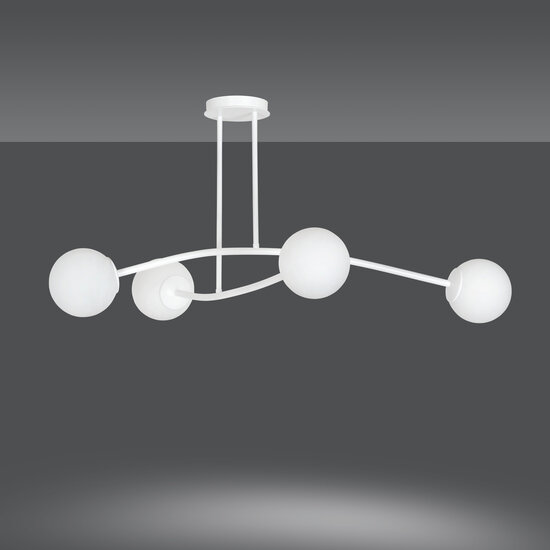 Lemvig witte eenvoudige hanglamp met wit glas 4 lampen E14