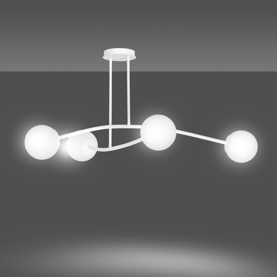 Lemvig witte eenvoudige hanglamp met wit glas 4 lampen E14