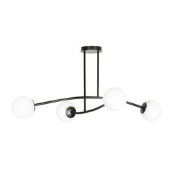 Lemvig einfache Pendelleuchte schwarz mit weißem Glas 4 Lampen E14
