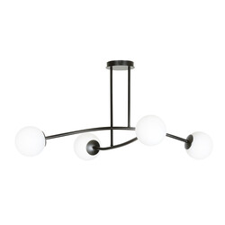 Suspension simple Lemvig noire avec verre blanc 4 lampes E14